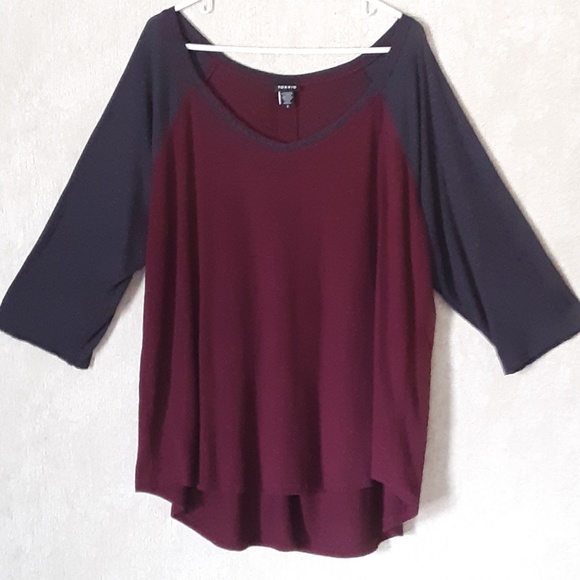 torrid Tops - Torrid burgundy gray raglan v neck top size 3X